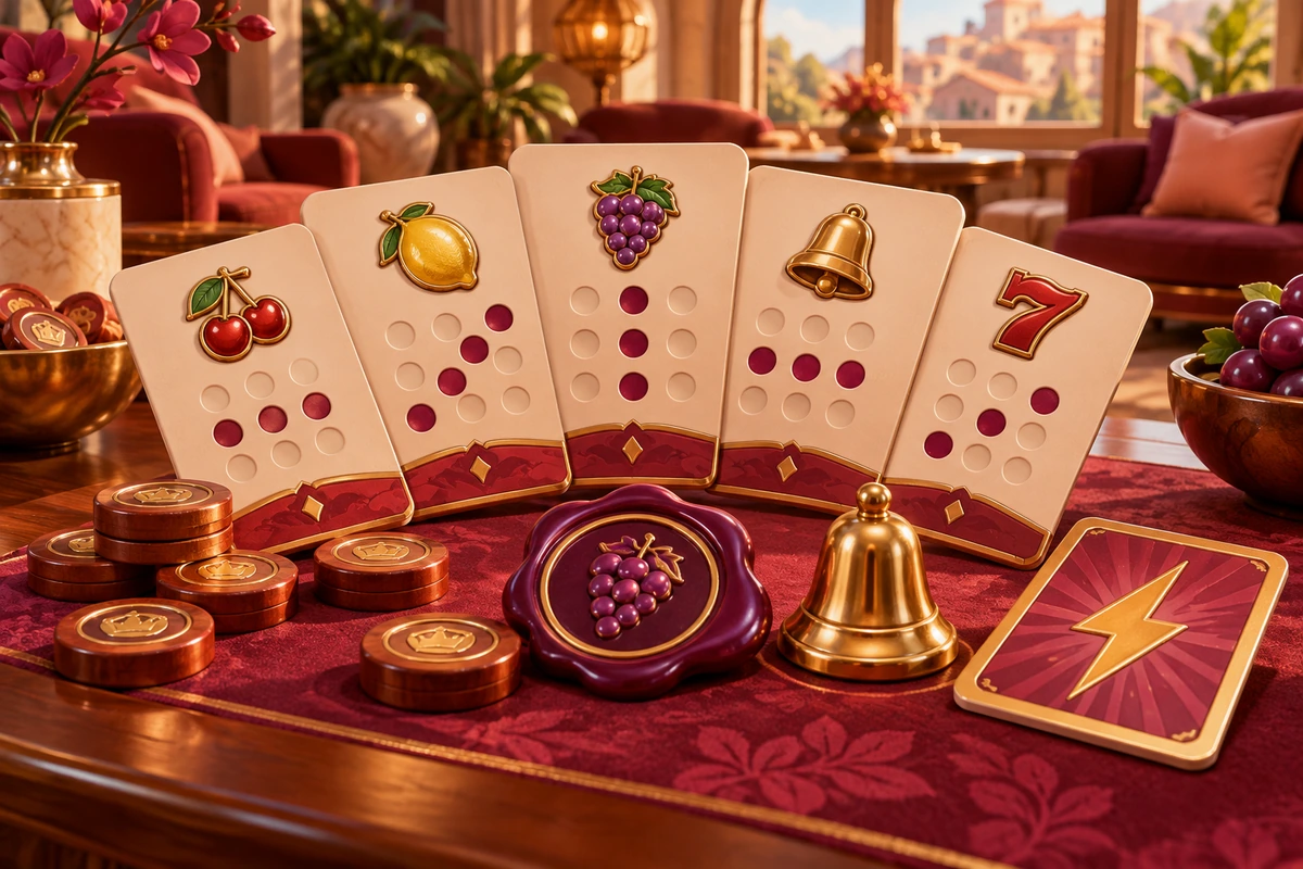 Mavorenali: Decorative physical pattern-reference pieces arranged on a game table