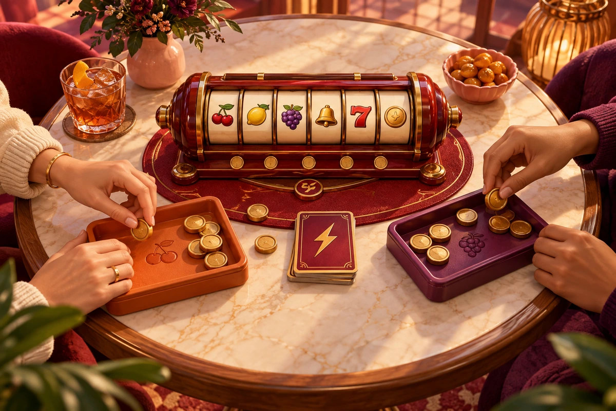 Mavorenali: Separate personal trays placed around a shared manual reel board