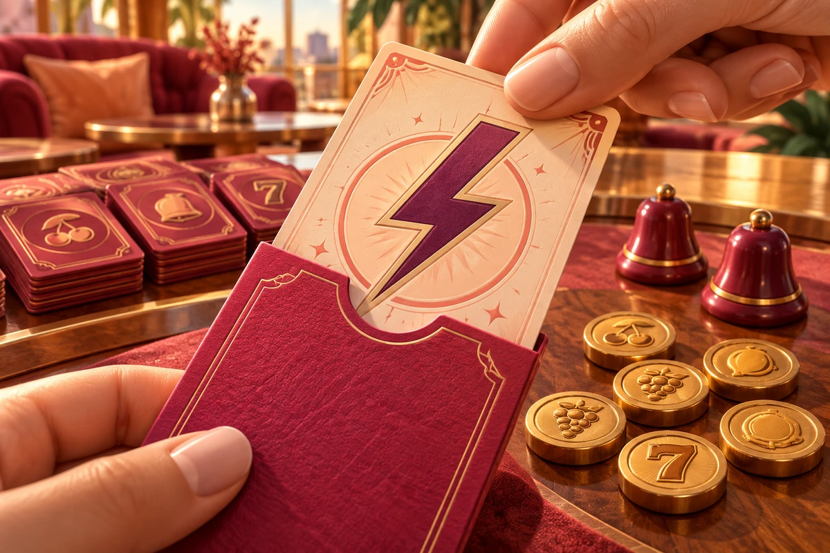 Mavorenali: Physical lightning action card beside relevant symbol pieces and score markers